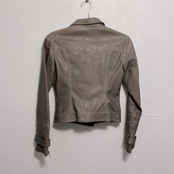 Blanc Noir Grey Collared Faux Leather Moto Jacket size xs - Picture 5 of 5